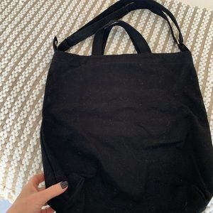 Black canvas cross body tote